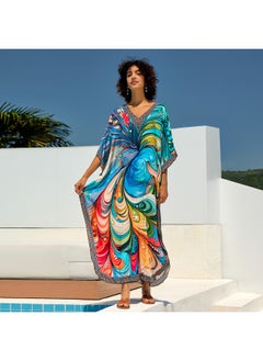 Beach Blouse Cotton Positioning Print Holiday Robe Cross Border (5 Colors) F1135 F-Color:F1135-4 Abstract Pattern-