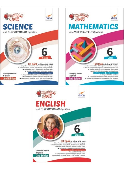 Olympiad Champs Science, Mathematics, English Class 6 with Past Questions (Set of 3 Books)