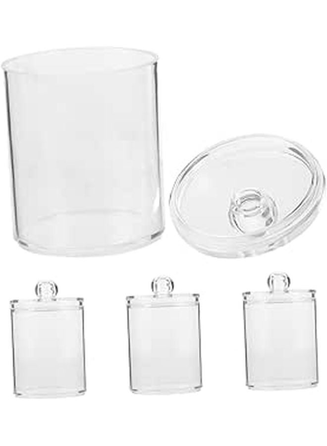 Cotton Swab Holder Set With Lid 4 Piece Bathroom Storage Organizer For Vanity - Image 1