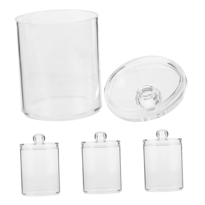 Cotton Swab Holder Set With Lid 4 Piece Bathroom Storage Organizer For Vanity - Image 2