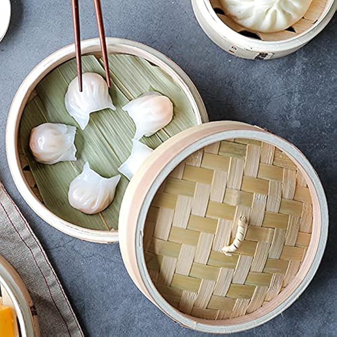 طباخ بخار تقليدي للطعام، طباخ بخار تجاري صغير، طباخ بخار للحوم، طباخ بخار من الخيزران، 21 سم - Image 2