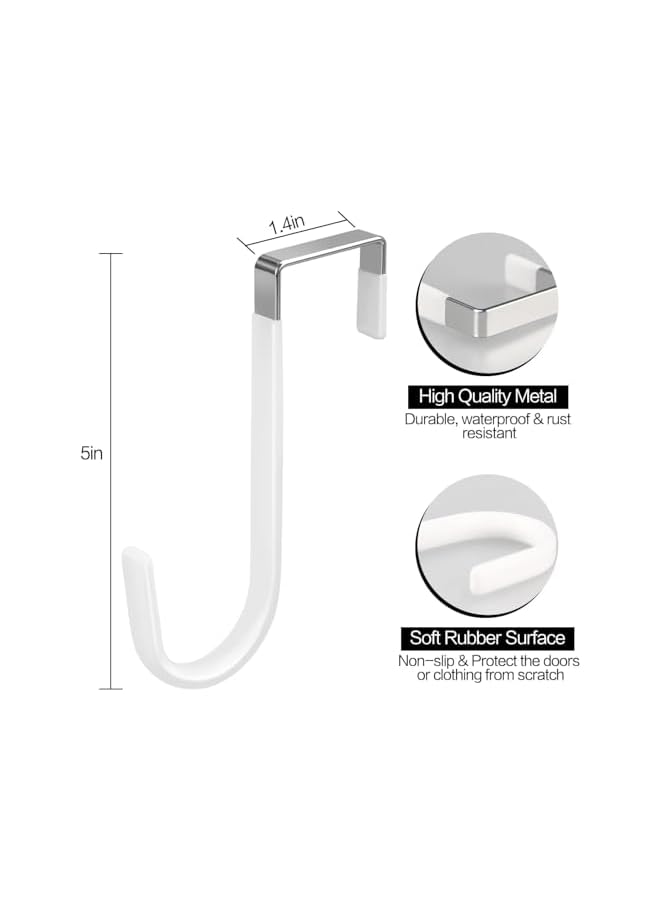 PROMASS promass 4 Pack Over The Door Hook, Door Hooks, Rubber Surface Prevent Scratche Door Hanger Hooks for Bathroom, Living Room, Kitchen, Hanging Clothes, Towels, Bags(White)  - Image 3