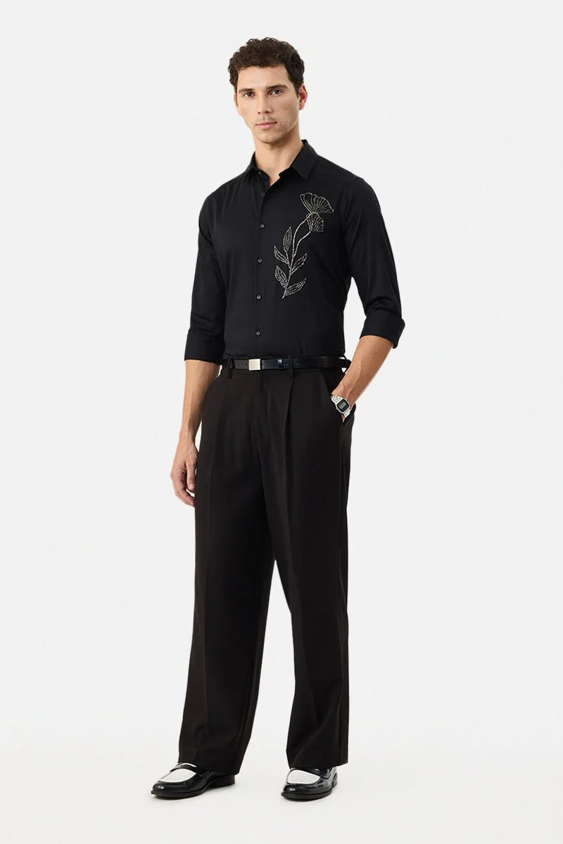 SNITCH Embellished Slim Fit Luxe 100% Cotton Shirt