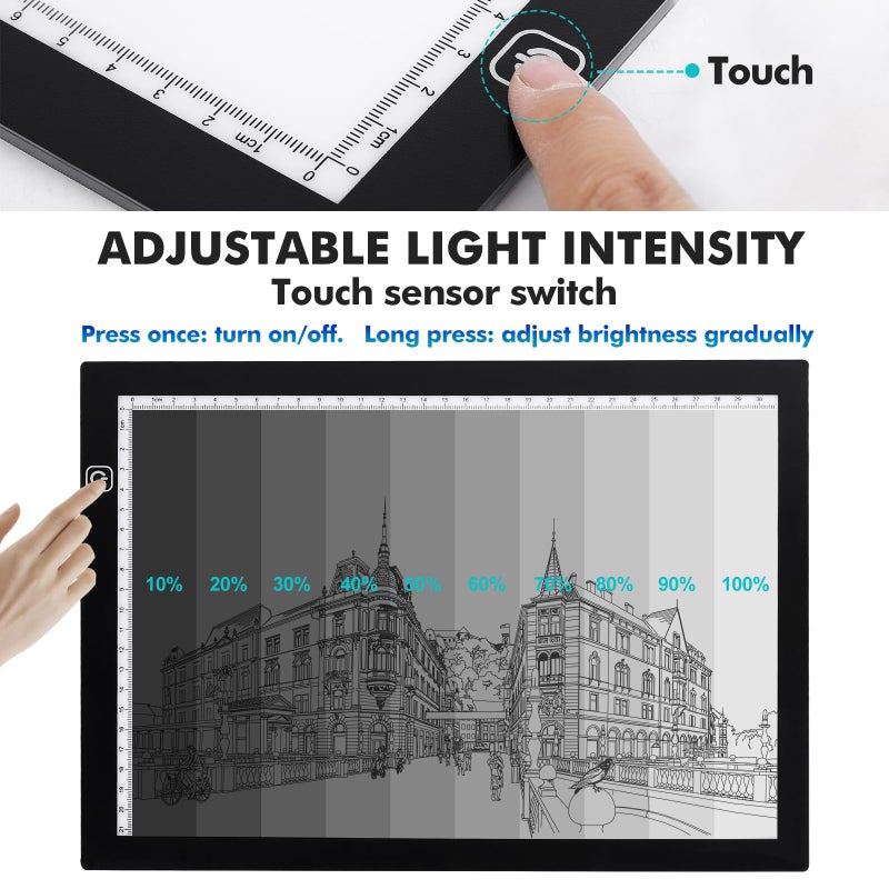 Dorhui A4 Light Pad for Tracing & Weeding Vinyl, LED Copy Board Light Tracing Box Ultra-Thin Adjustable USB Power for Vinyl Weeding Tools, Silhouettes, Cameos, Tracing & HTV - Image 3
