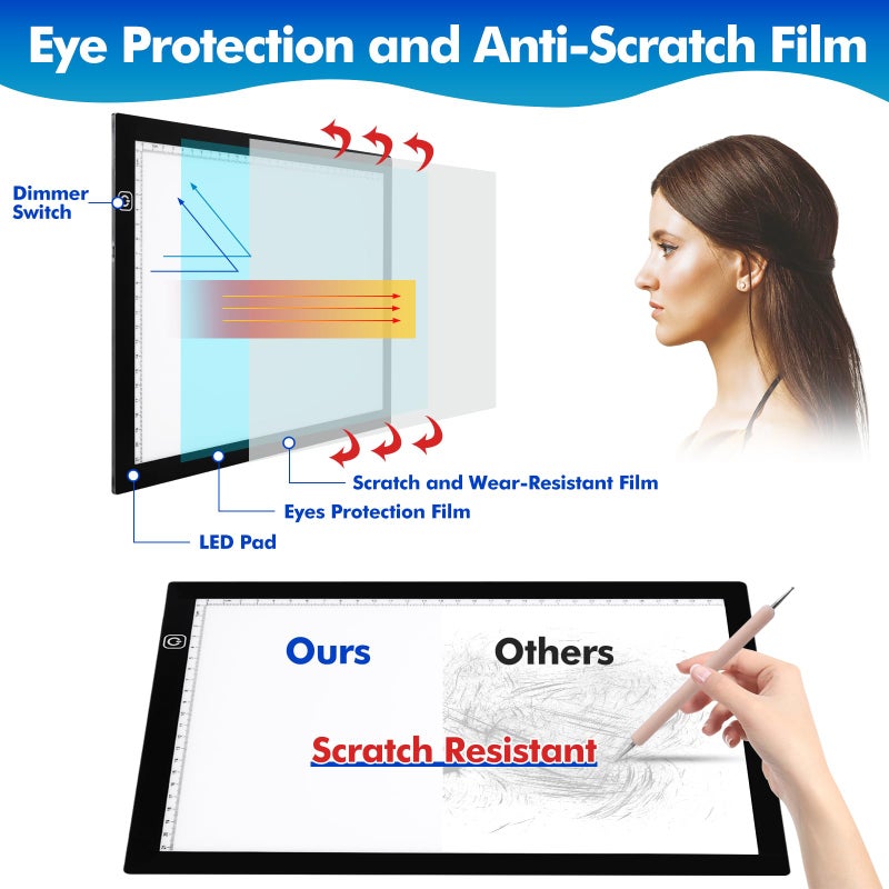 Dorhui A4 Light Pad for Tracing & Weeding Vinyl, LED Copy Board Light Tracing Box Ultra-Thin Adjustable USB Power for Vinyl Weeding Tools, Silhouettes, Cameos, Tracing & HTV - Image 4