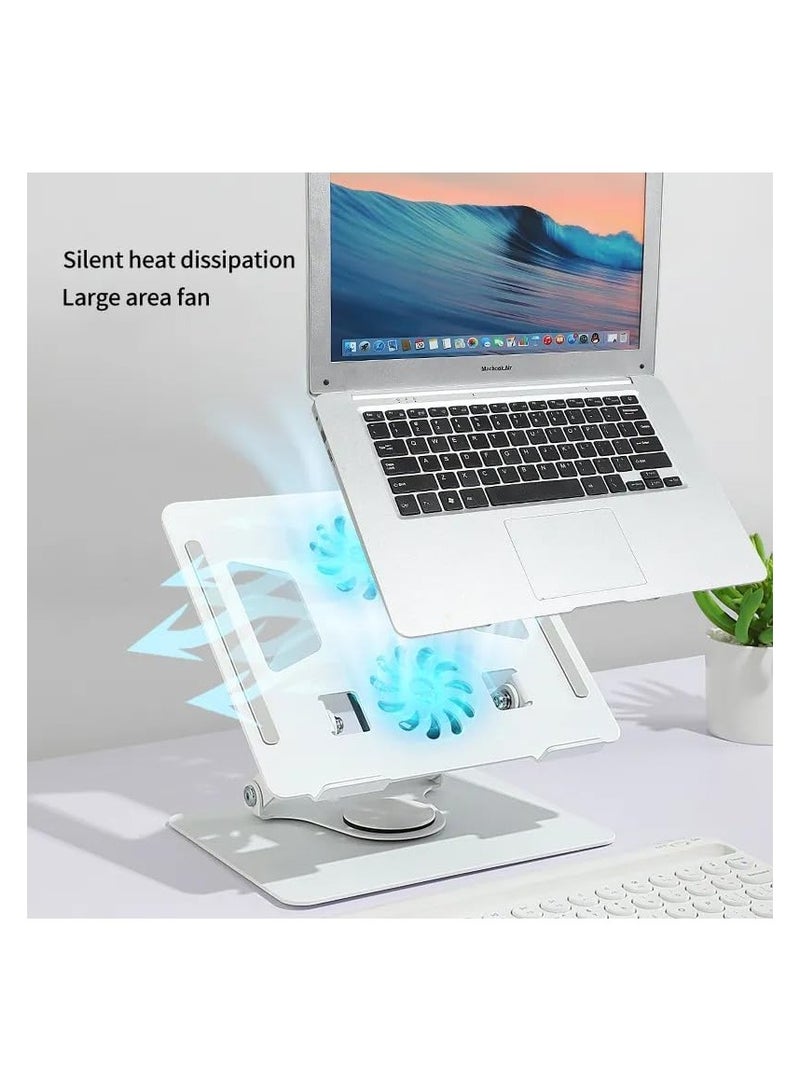 360° Rotating Aluminum Laptop Stand with Dual Fans – Adjustable, Foldable Notebook Holder - Image 2