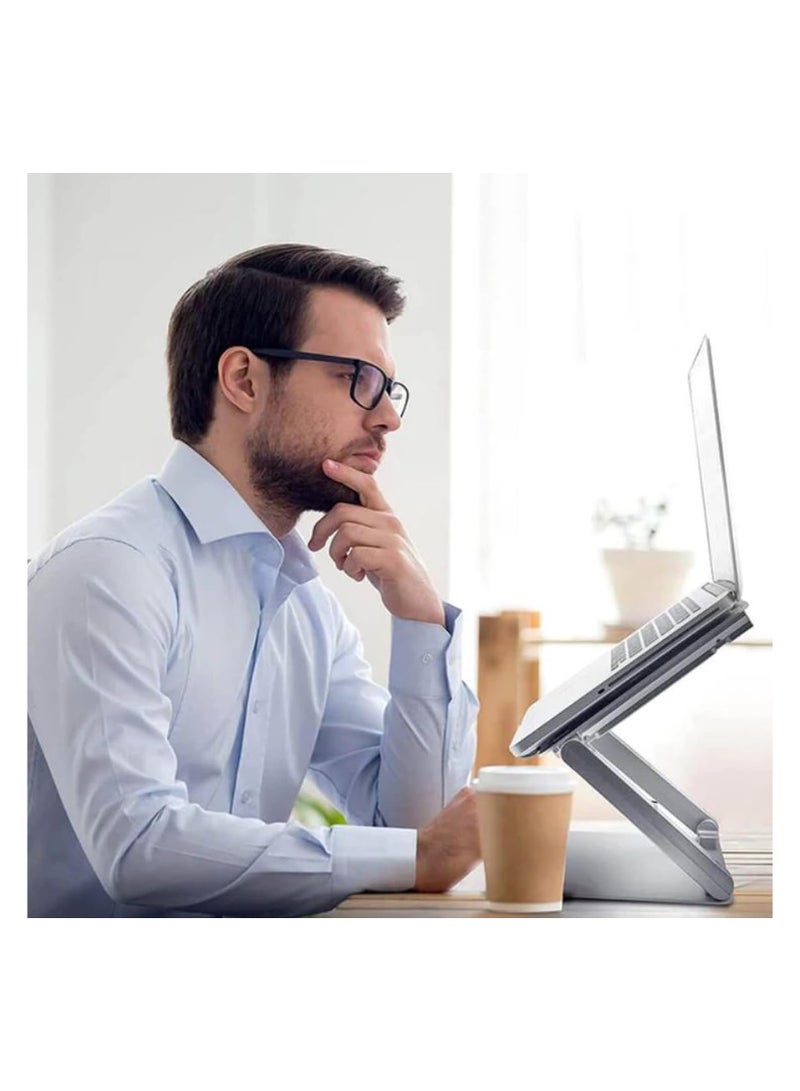 360° Rotating Aluminum Laptop Stand with Dual Fans – Adjustable, Foldable Notebook Holder - Image 3