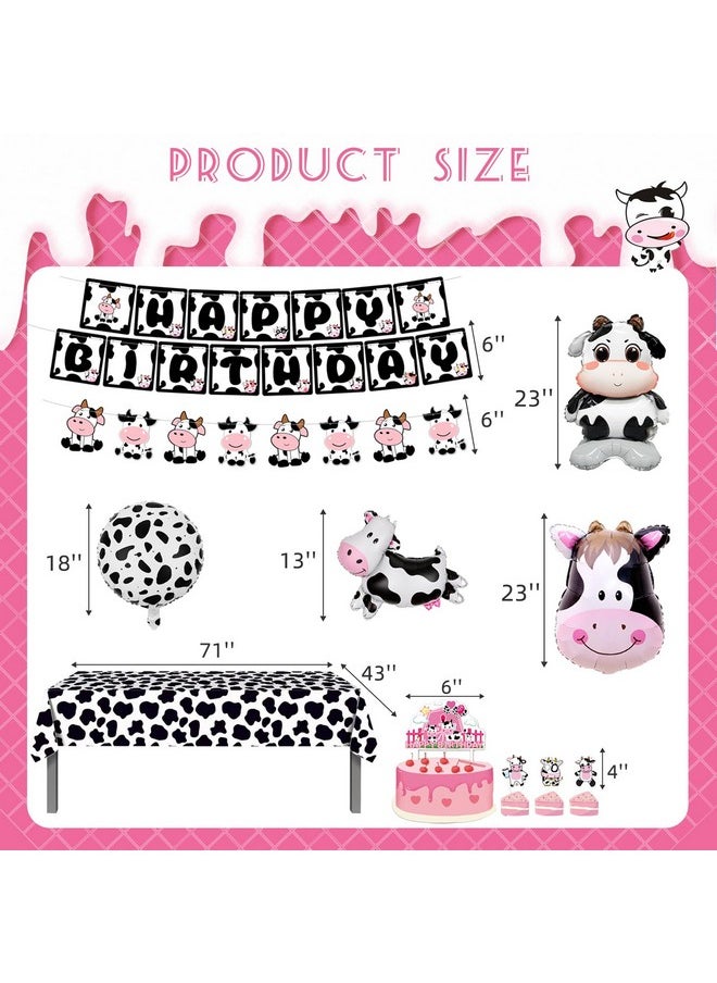 Bluegogo 120PCS Cow Birthday Party Decorations, Cow Print Birthday Decorations Include Pink Cow Balloon Garland Arch Tablecloth Banner Toppers Balloons for Cow Themed Birthday Party Supplies  - Image 4