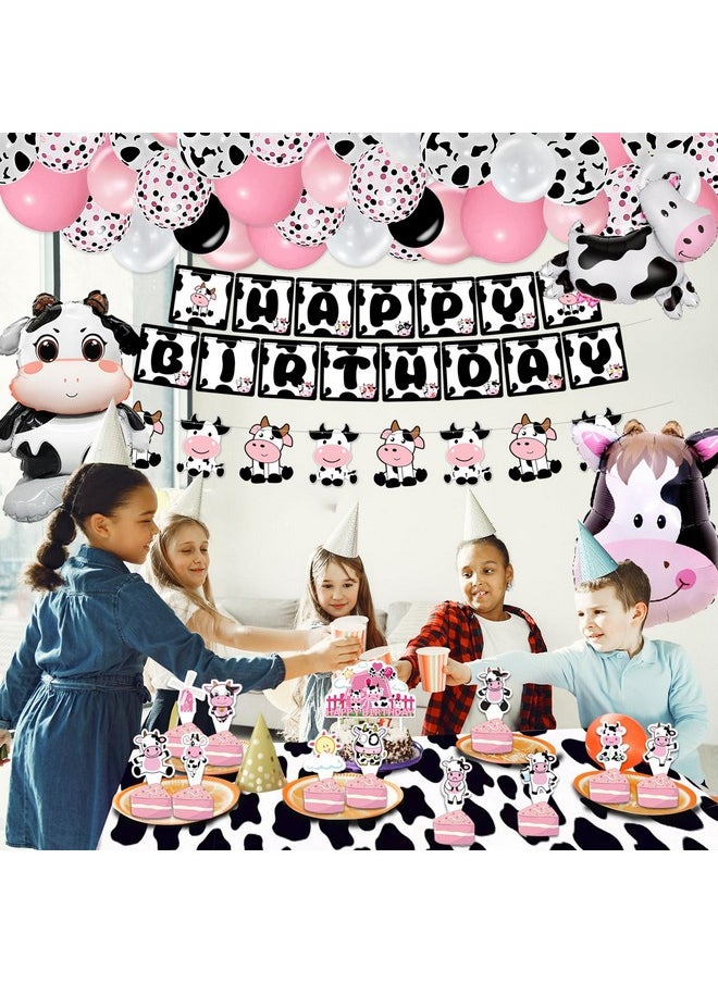 Bluegogo 120PCS Cow Birthday Party Decorations, Cow Print Birthday Decorations Include Pink Cow Balloon Garland Arch Tablecloth Banner Toppers Balloons for Cow Themed Birthday Party Supplies  - Image 5