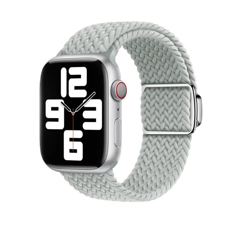 سوار ساعة ذكية سوار نايلون حلقي متوافق باللون رمادي قابل للتعديل مع Apple Watch 38/40/41/42/44/45/49mm بملاءمة قابلة للتعديل وحزام بديل - Image 1