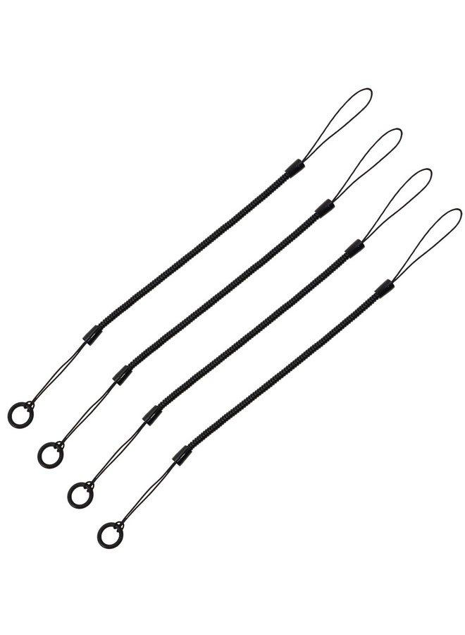 Mini Skater Plastic Elastic Tether Lanyard for Stylus Pens with Silicone Ring for Tethering Drawing Pen to Touchscreen, 4 Pcs (Black, 8.66-inch) - Image 1