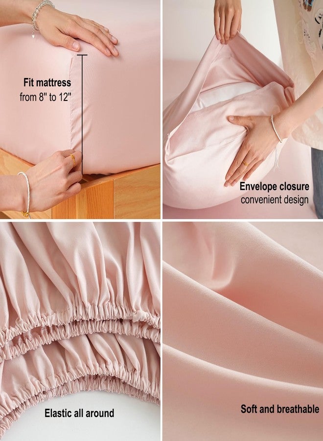 Mohap Soft Bed Sheet Set 4 Pieces Double Brushed Microfiber Fade Resistant Easy Care Full Pink - Image 3