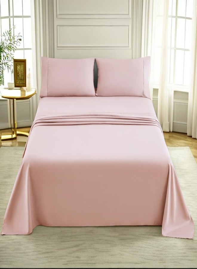 Mohap Soft Bed Sheet Set 4 Pieces Double Brushed Microfiber Fade Resistant Easy Care Full Pink - Image 1