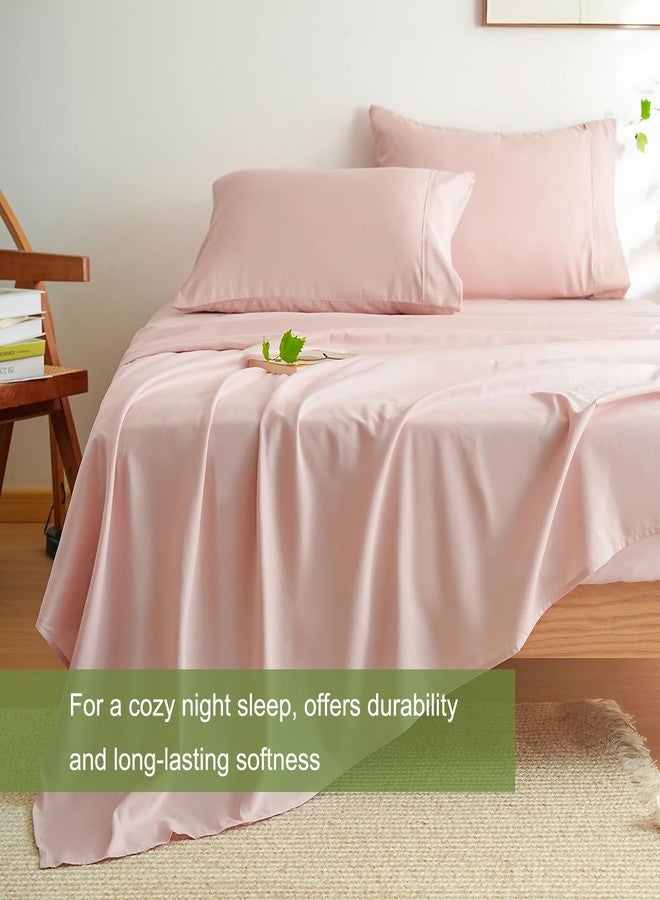 Mohap Soft Bed Sheet Set 4 Pieces Double Brushed Microfiber Fade Resistant Easy Care Full Pink - Image 4