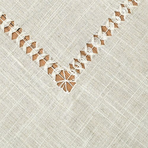Grelucgo Small Double Hemstitch Solid Color Natural Tablecloth for Coffee Table  Round 36 Inch - Image 4
