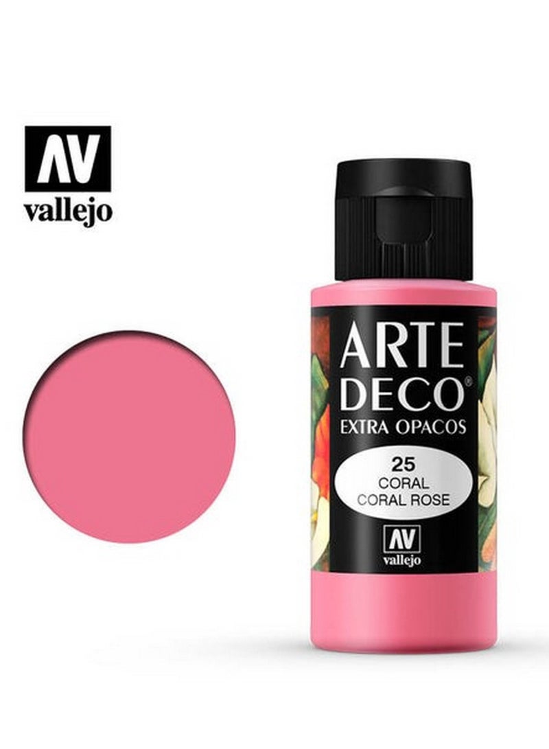 Vallejo Art Deco 60ml Coral Rose – Premium Acrylic Paint for Crafts, Furniture & Decorative Projects