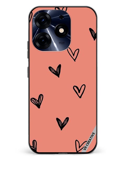 Protective Case Cover For Tecno Spark 10 Pro Flying Hearts Sketch Design Multicolour