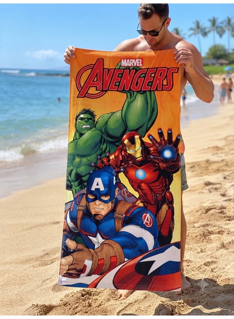 AVENGERS cotton kids beach towel with marvel print,120x60 cm - Image 1
