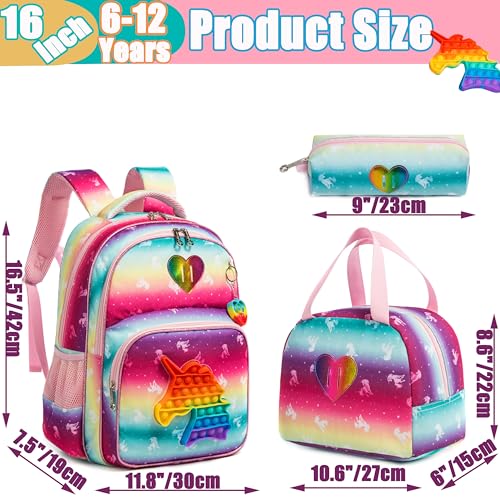 Meetbelify Unicorn Backpack for Girls Backpacks for Elementary Preschool Student with Lunch Box Pencil Case 3 in 1 Bookbag for Girls for School - Image 3