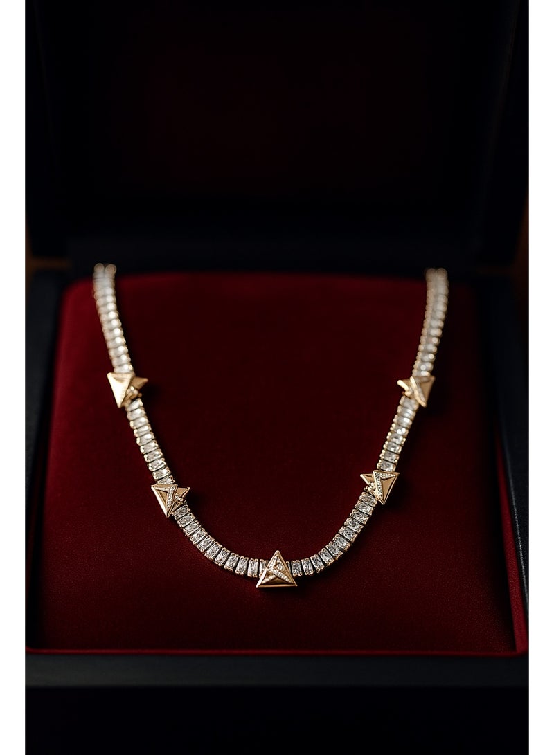 3Diamonds Luxury Gold-Plated Necklace with Micro Zircon – Elegant Gift for Women - Image 4