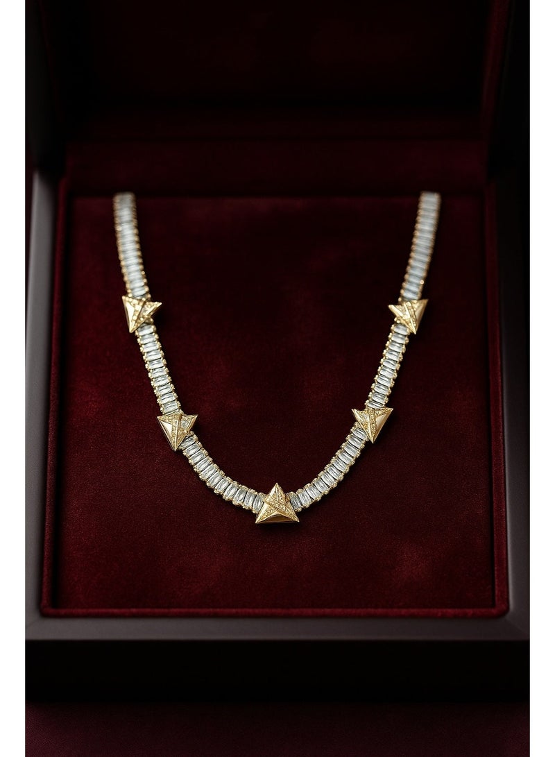 3Diamonds Luxury Gold-Plated Necklace with Micro Zircon – Elegant Gift for Women - Image 2