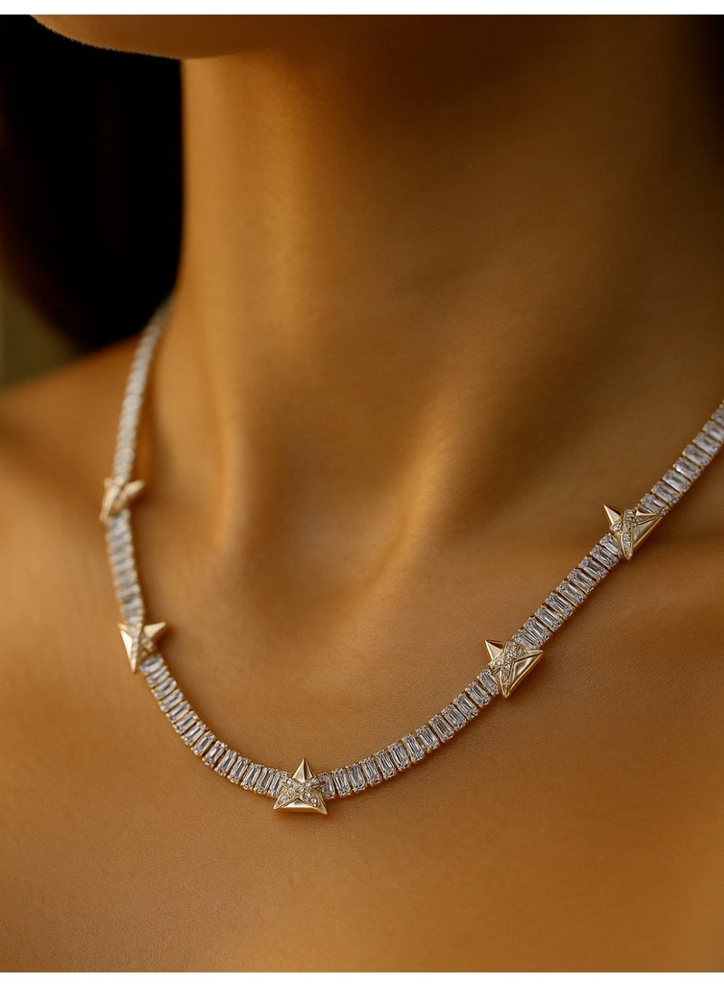 3Diamonds Luxury Gold-Plated Necklace with Micro Zircon – Elegant Gift for Women - Image 1