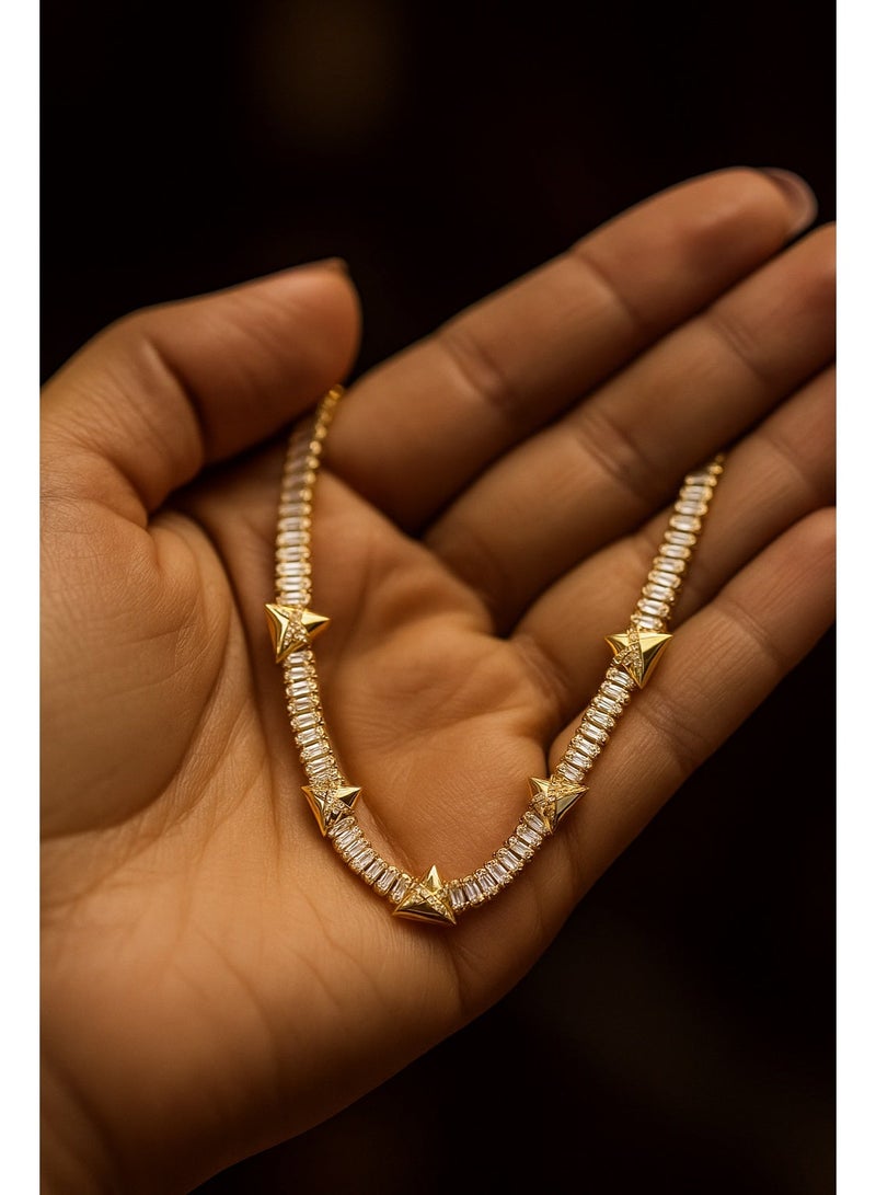 3Diamonds Luxury Gold-Plated Necklace with Micro Zircon – Elegant Gift for Women - Image 3
