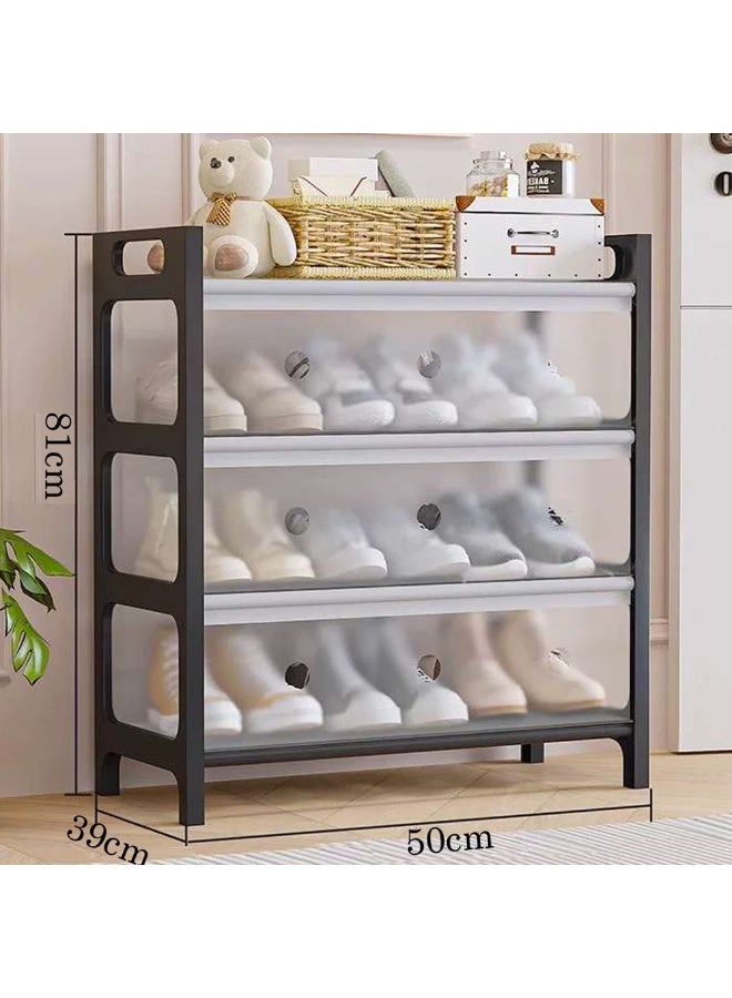 HOME TASTE رف أحذية مضاد للغبار 4 طبقات مع باب – منظم خزانة أحذية بلاستيكية، رفوف قابلة للتعديل، تخزين موفر للمساحة للمدخل، غرفة النوم وغرفة المعيشة (50×39×81 سم) - Image 2