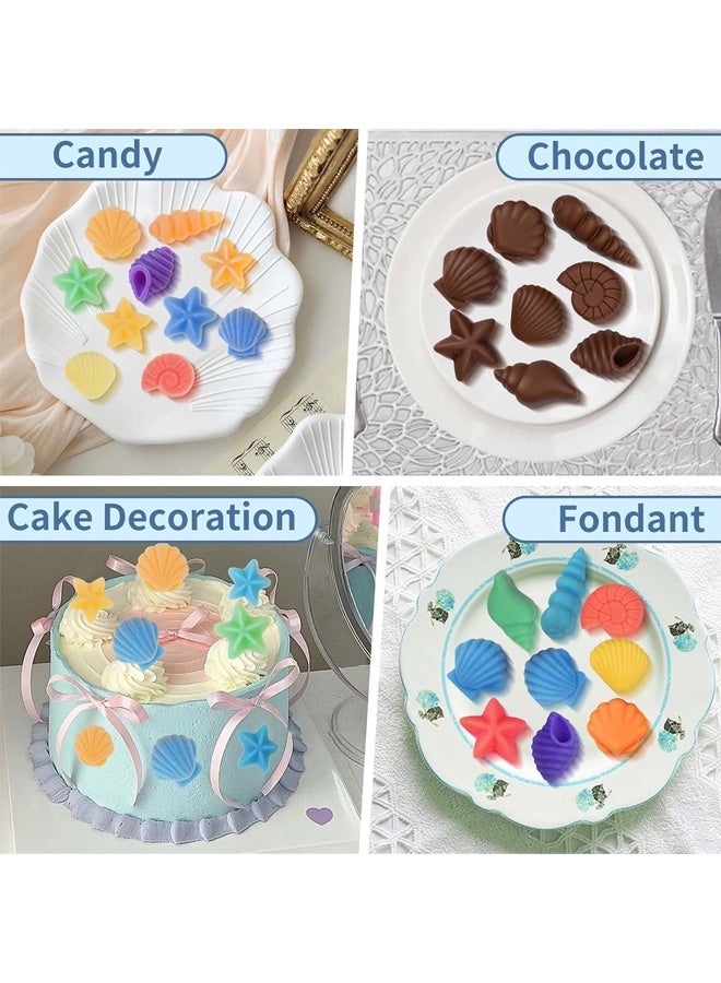 2pcs Seashell Silicone Molds, Ocean Themed Silicone Chocolate Molds, Non-Stick Shell, Starfish, Conch Candy Molds, Reusable for Cake Decoration, Party Treats, DIY Handmade Chocolate Candy and Snacks - Image 3