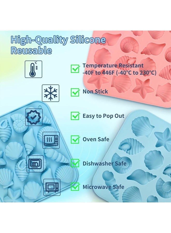 2pcs Seashell Silicone Molds, Ocean Themed Silicone Chocolate Molds, Non-Stick Shell, Starfish, Conch Candy Molds, Reusable for Cake Decoration, Party Treats, DIY Handmade Chocolate Candy and Snacks - Image 5