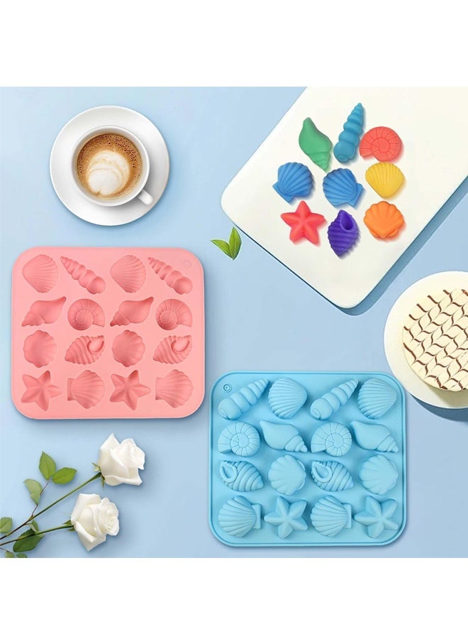2pcs Seashell Silicone Molds, Ocean Themed Silicone Chocolate Molds, Non-Stick Shell, Starfish, Conch Candy Molds, Reusable for Cake Decoration, Party Treats, DIY Handmade Chocolate Candy and Snacks - Image 4