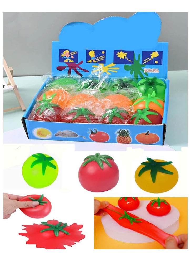 JOLLITY LLC كرة ضغط الطماطم المرنة لتخفيف الضغط من مواد TPR، أدوات مزاح مائية، هدايا مبتكرة، لعبة ضغط الخنزير للأطفال والبالغين، 12 حزمة - Image 1