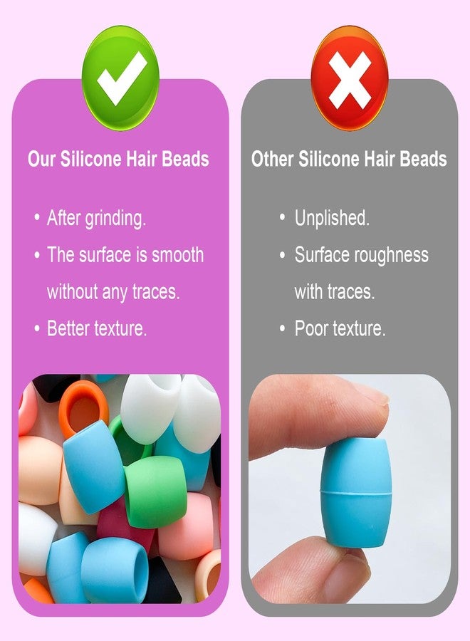 Jongdari 120pcs Silicone Hair Beads for Kids Girls, Colorful Rainbow Large Soft Rubber Pony Beads Kit - 60pcs, 10 Colors - Image 4