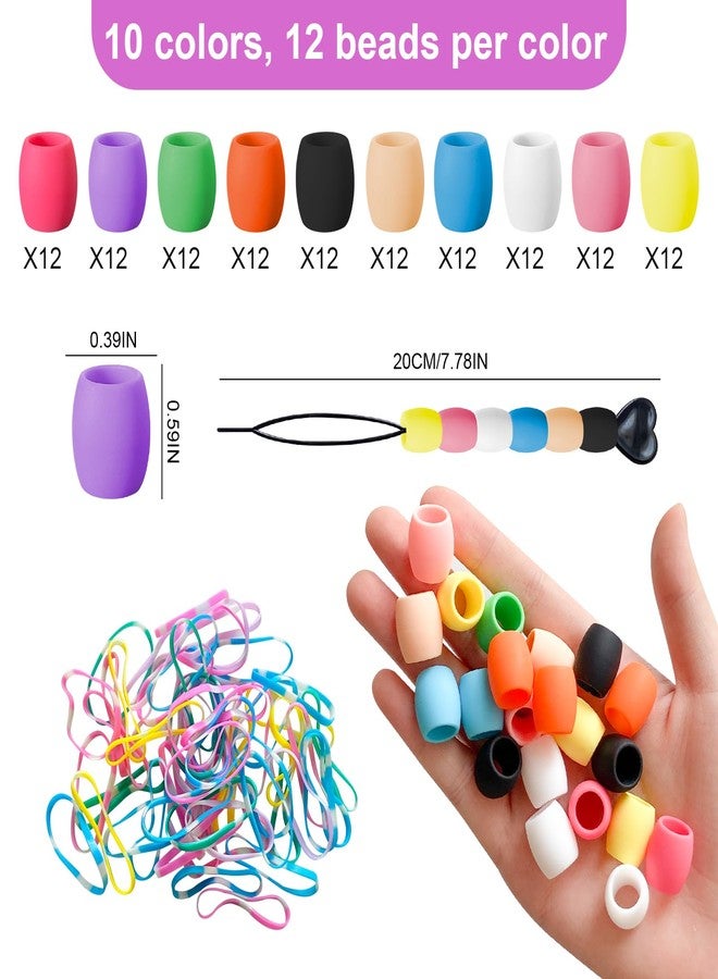 Jongdari 120pcs Silicone Hair Beads for Kids Girls, Colorful Rainbow Large Soft Rubber Pony Beads Kit - 60pcs, 10 Colors - Image 2