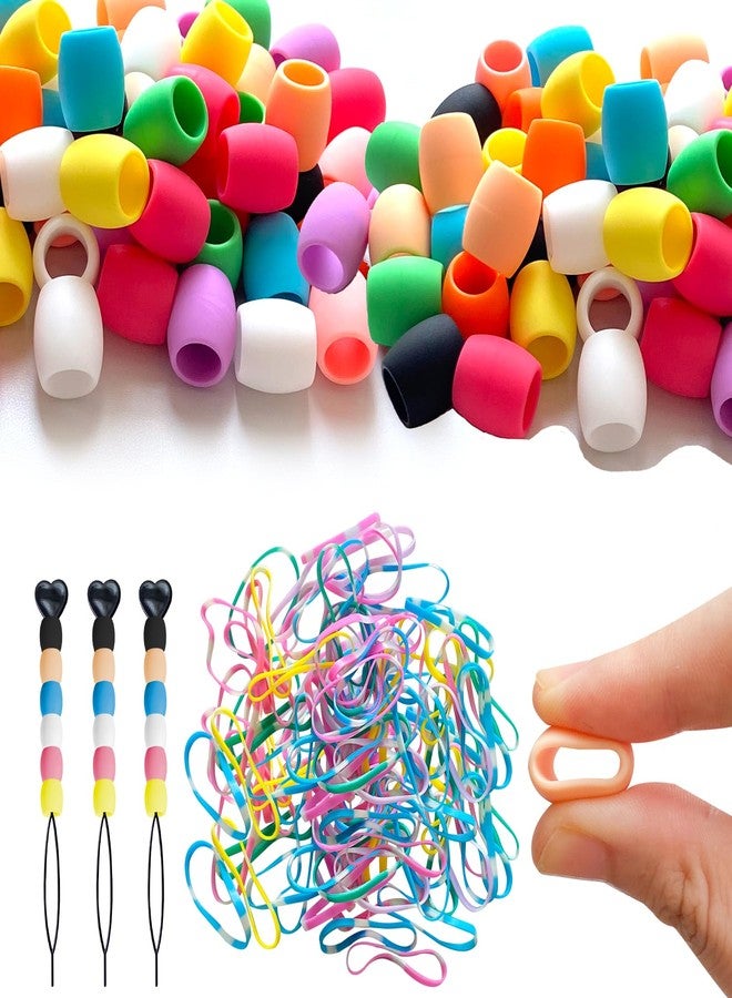 Jongdari 120pcs Silicone Hair Beads for Kids Girls, Colorful Rainbow Large Soft Rubber Pony Beads Kit - 60pcs, 10 Colors - Image 1