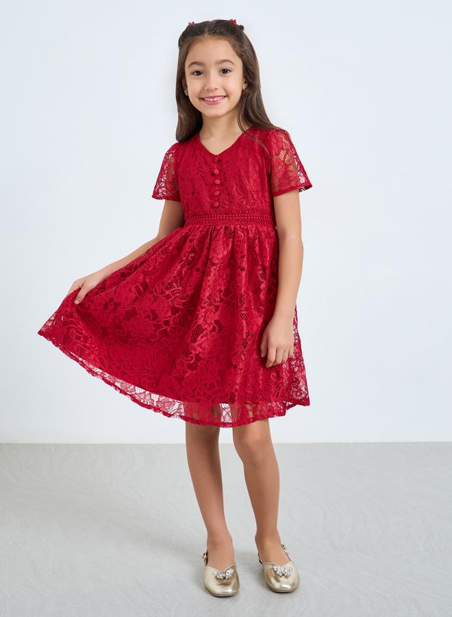 ستايلي فستان دانتيل بطول الركبة - Image 2