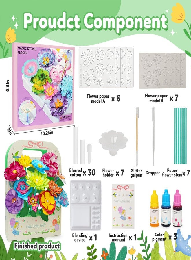 CZTCDP Paper Flower Science Kit, Kids DIY Arts and Crafts Color Changing Flowers Set, Flower-Dyeing Science for Kids Age 8-12, Magic Flowers Paper for Girls 6 7 8 9 10 11 yr Birthday Valentines Day Gifts - Image 2