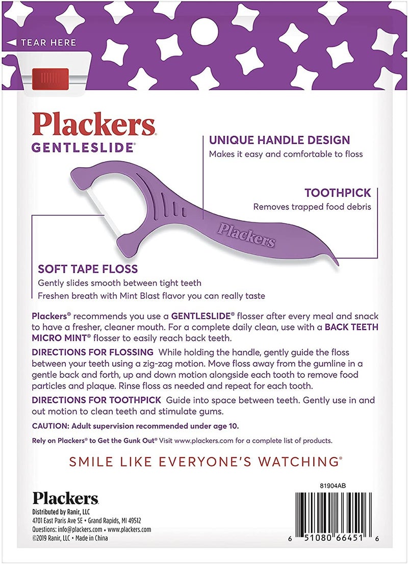 PLACKERS Gentleslide Dentla Flossers for Tight Teeth 90 ea (Pack of 2) - Image 2
