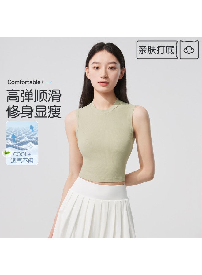 MIIOW Women'S Ribbed Round Neck Sleeveless Solid Color Camisole For Layering Or Outerwear - Image 2