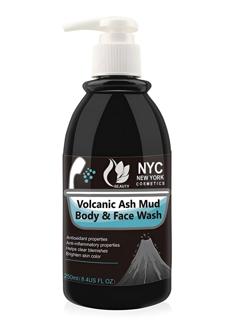 NYC - Volcanic Ash Mud Body and Face Wash Cleanser 250ml Face Wash For Women Deep Cleansing Antioxidants Anti-inflammatory Blemish Removing Oil Control Exfoliating Whitening Shower Gel Unisex - Image 1