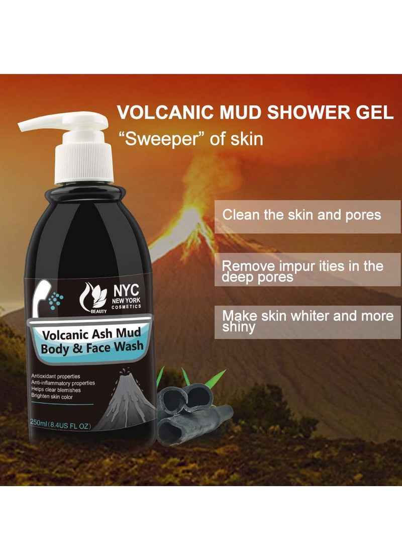 NYC - Volcanic Ash Mud Body and Face Wash Cleanser 250ml Face Wash For Women Deep Cleansing Antioxidants Anti-inflammatory Blemish Removing Oil Control Exfoliating Whitening Shower Gel Unisex - Image 1