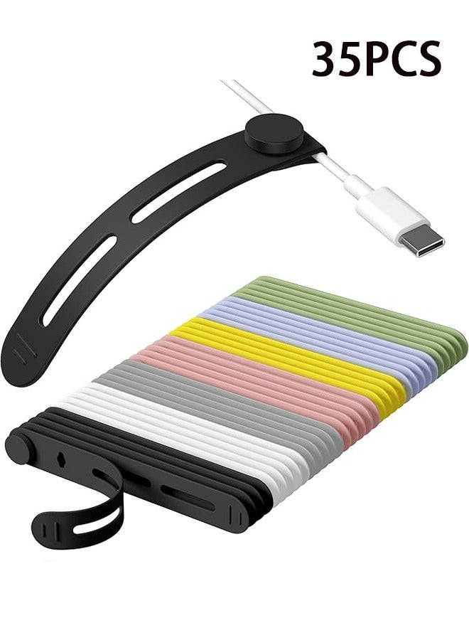 Loquat 35 Pcs Reusable Cable Ties, Adjustable Silicone Cord Storage, Small Zipper Cable Ties for Charging Cables, Headphones, Computer Cables, Desk Cable Management, Travel Accessories ，Cable Tidy Manageme - Image 1
