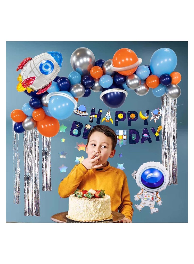 SOLARAE Outer Space Birthday Party Decoration Set Balloons Banner Supplies Rocket Astronaut for Boys Men Kids Happy Birthday Balloons for Party Decor Suit for Baby Kids Boys Birthday Party Decorations - Image 2