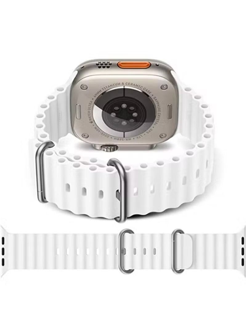 Zaboon Silicone Ocean Watch Band For Apple Watch Series 8 7 6 5 4 3 2 1 SE Compatible With Apple Watch Band 42mm 44mm 45mm 49mm Replacement Women Mens, Sport slides Strap for iWatch Ultra - Image 1