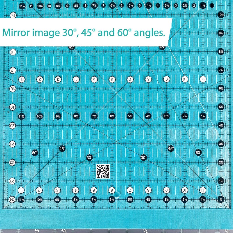 Creative Grids Quilt Ruler 12-1/2in x 24-1/2in Rectangle – CGR1224 – Made in USA, Non-Slip Grip Acrylic Quilting, Sewing, Crafting, Patchwork Ruler for Measuring & Cutting Fabric - Image 5