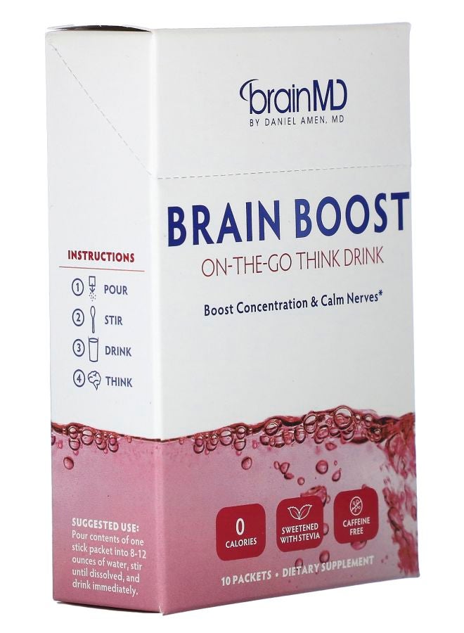 BRAINMD Brain Boost On-The-Go Think Drink Caffeine Free 10 Packets - Image 2
