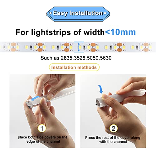 VST 6Pack 1 ft LED Aluminum Channel with Milky White Cover V Shape 16x16mm, Led Strip Light Track with End Caps and Mounting Clips Accessories for Living Room, Kitchen - Image 3