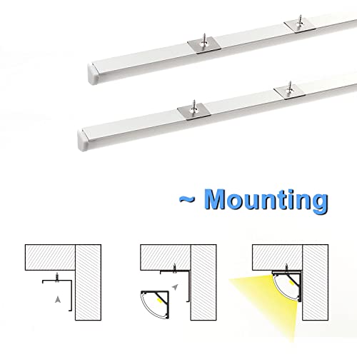 VST 6Pack 1 ft LED Aluminum Channel with Milky White Cover V Shape 16x16mm, Led Strip Light Track with End Caps and Mounting Clips Accessories for Living Room, Kitchen - Image 4