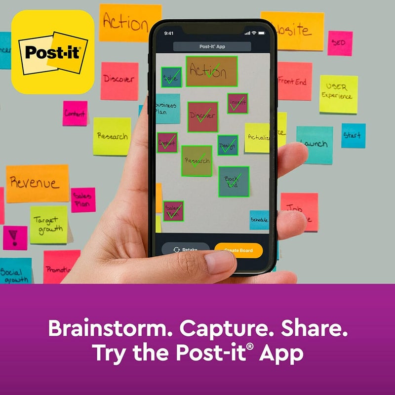 Post It Super Sticky Notes Lined 4 x 4 in (101 x 101 mm) 675 | Miami Assorted colors | Extra Sticky Notes | For Note Taking, To Do Lists | Clean Removal | Recyclable | 90 sheets/pad | 4 pads/pack - Image 5
