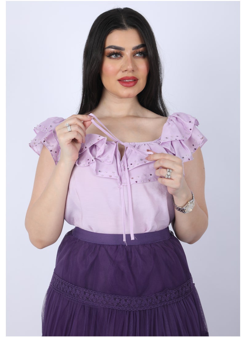 FULL JOY - Two-piece set, Violet  blouse and Purple  tulle skirt - Image 1